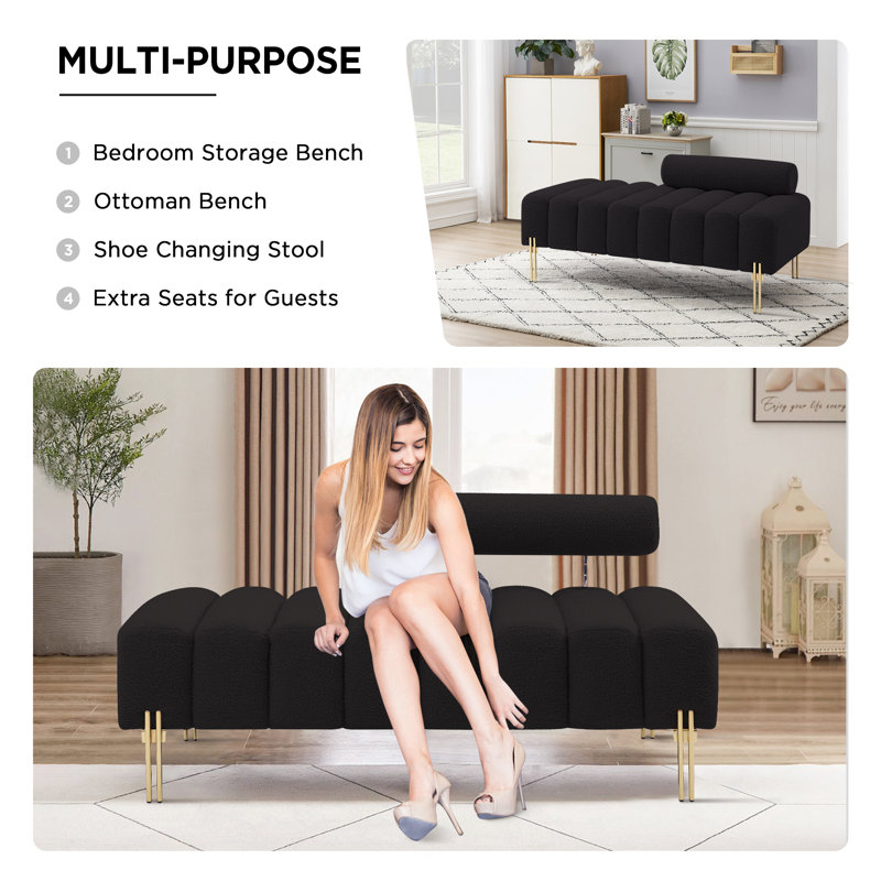 Chaise longue rembourrée Sametra, Mousse noire