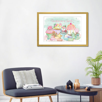 «Christmas Is Sweet» - reproduction d'art murale - papier d'art encadré
