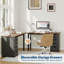 Bureau d'ordinateur à 5 tiroirs, bureau d'écriture moderne simple avec rangement de 47 pouces, bureau rustique à domicile, bureau d'ordinateur réversible pour bureau personnel-1597407007