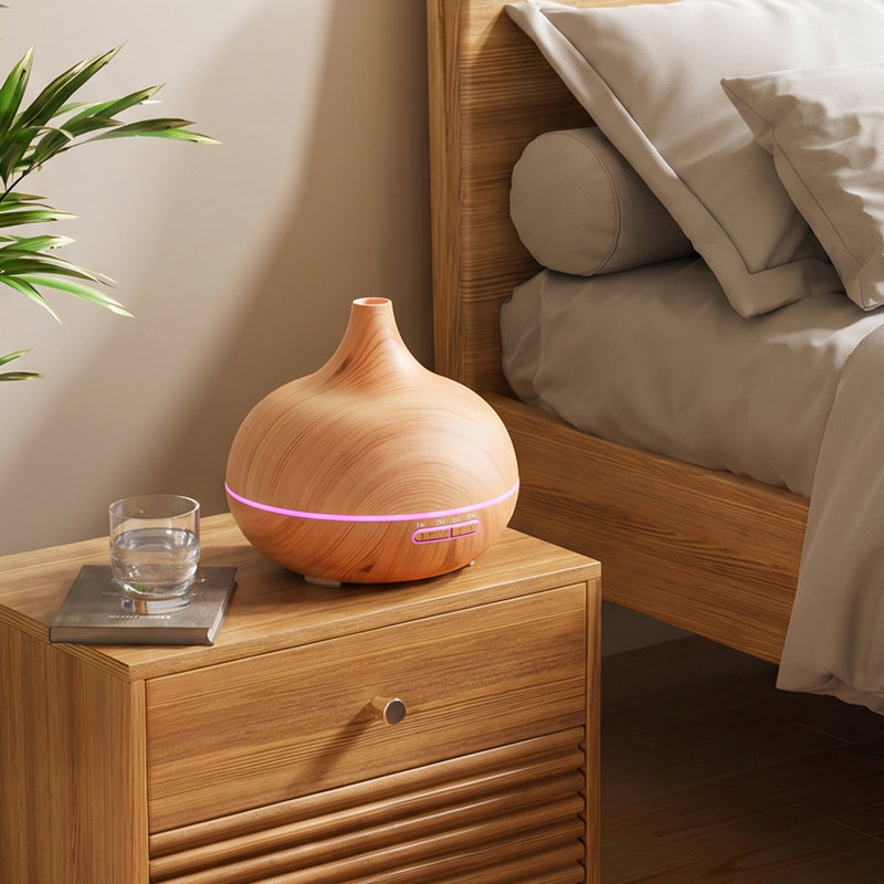 Wood Grain Ultrasonic Essential Oil Diffuser, Light Wood Grain