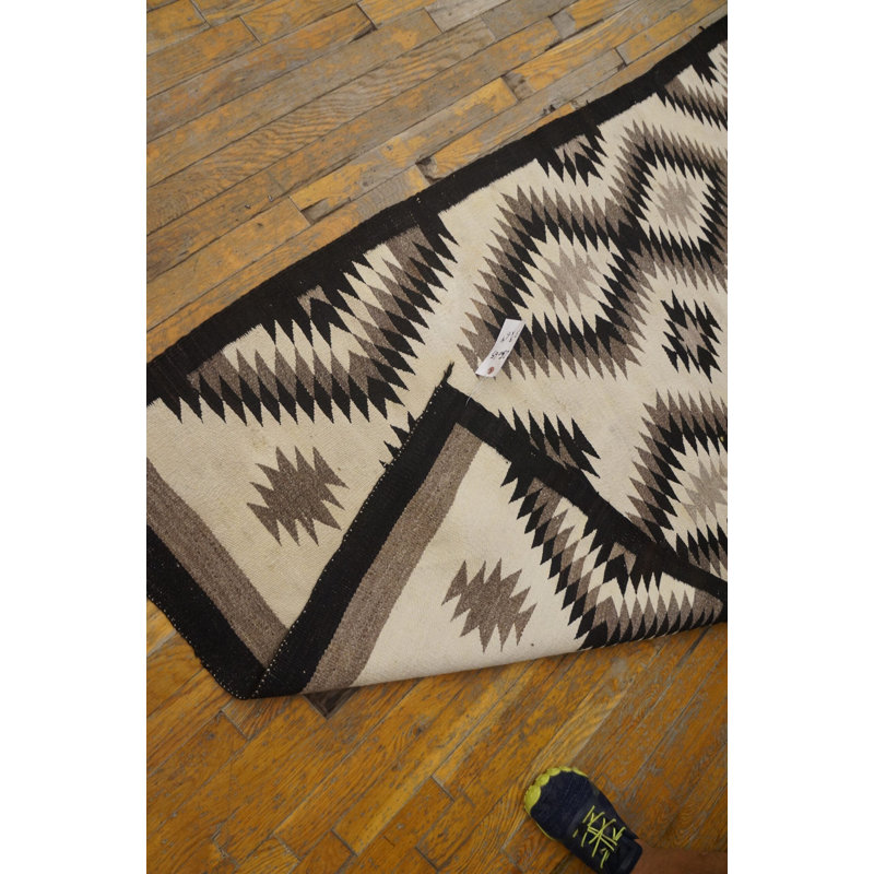 Antique Geometric Pattern Native American Flat Weave Rug