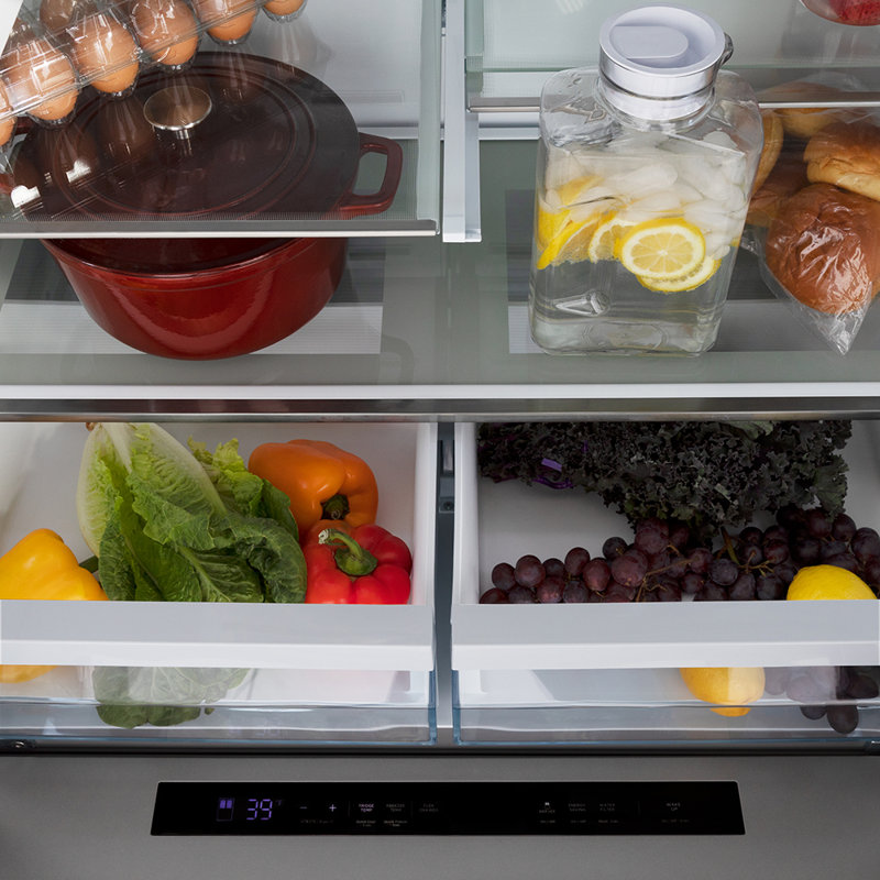 ZLINE Autograph Edition 36" French Door Refrigerator w/ Water and Ice Dispenser in Fingerprint Resistant Stainless Steel Traditional Handles