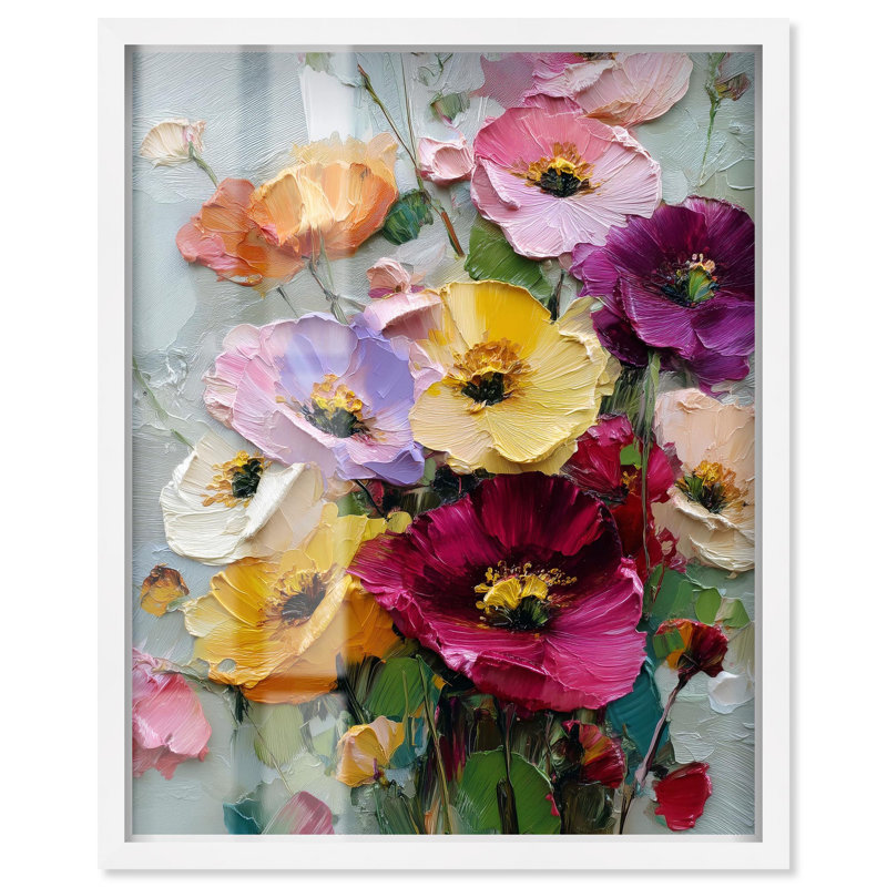 «Floral Texture I Shadowbox Print» par Art Remedy, H 46 po x l 37 po, Blanc