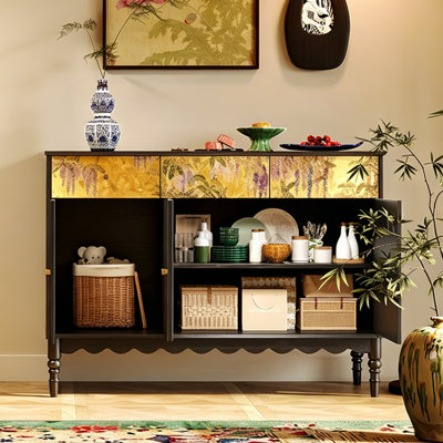 Armoire de rangement à motif de glycines de style chinois