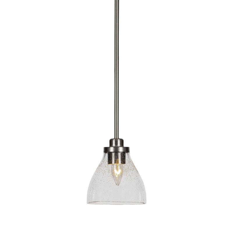 Mini-luminaire suspendu 1 lumière Odyssey, Nickel brossé, Transparent