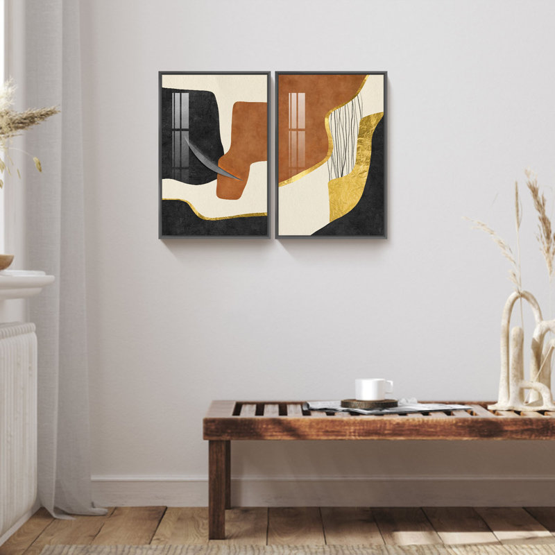 Boho, reproduction d'art encadrée sur toile, 2 pièces, L 24 po x H 16 po x P 1 po, Noir
