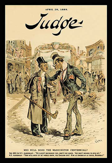 « juger magazine : qui va déporter l’centennial de washington » par victor affiche rétro, H 42 po x l 28 po