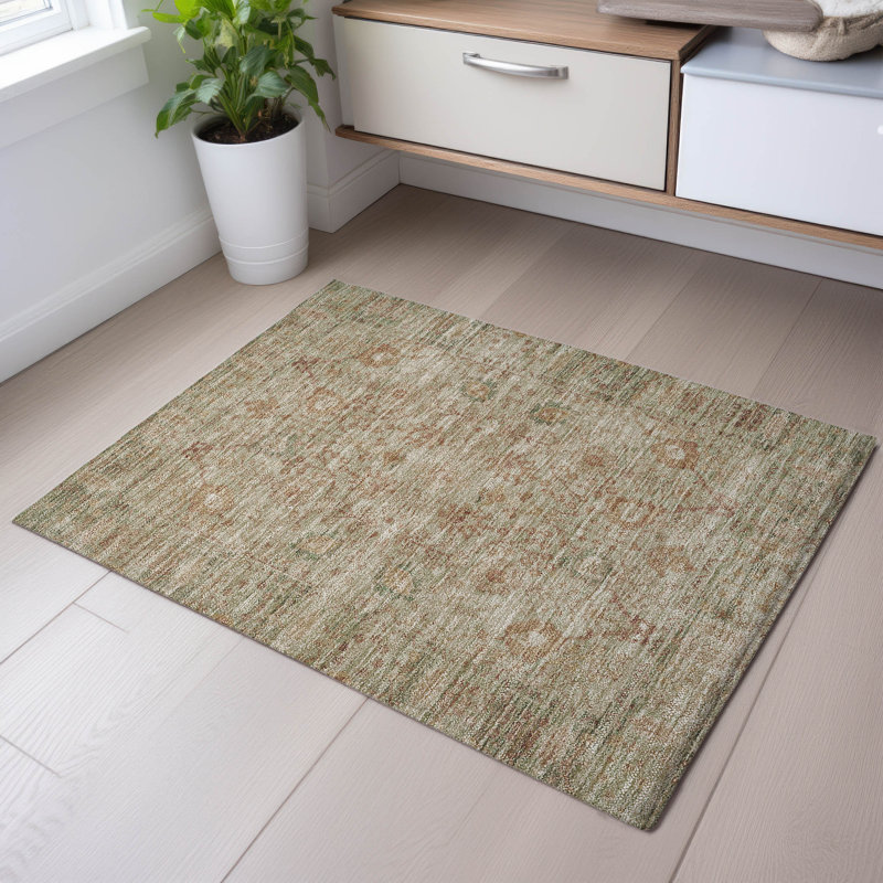 Premium Machine Washable Wayne AMF1106 Global Rug, Rectangle 1'8" x 2'6"