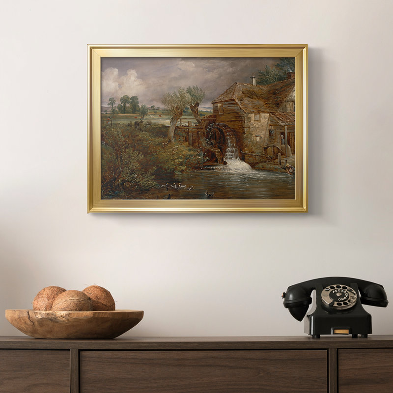 Parham Mill, Gillingham-John Constable, toile tendue avec châssis, v. 1826, 18,5 x 24,5, Toile avec cadre, Doré