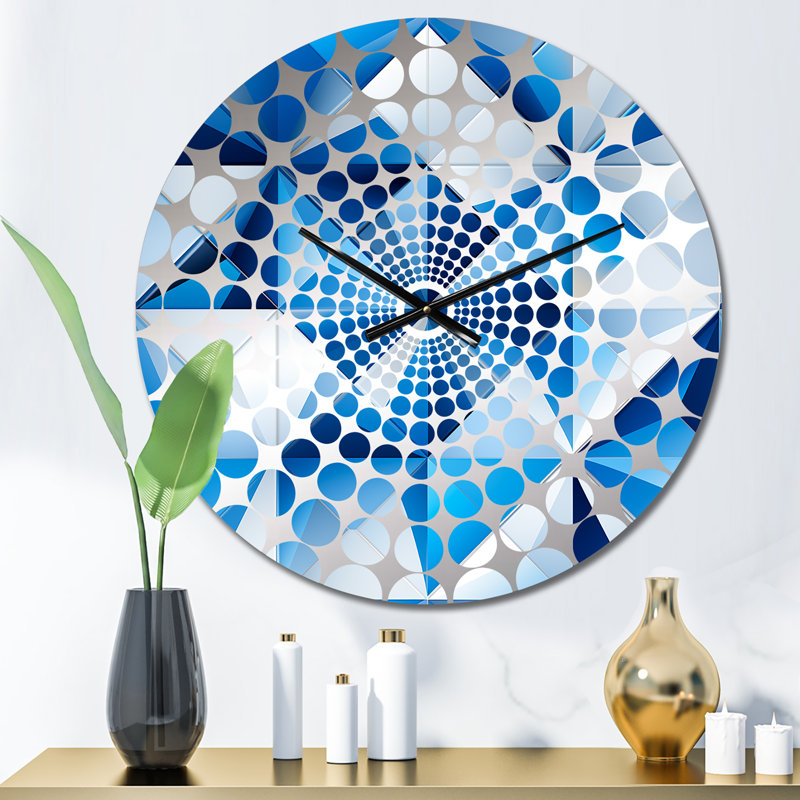 Contemporary Cobalt Tessellations Geometric - Horloge murale géométrique, Petit