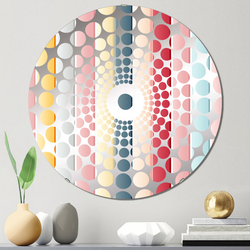 Miroir décoratif pastel à rayures rétro - cercles concentriques, 23,6 po x 23,6 po