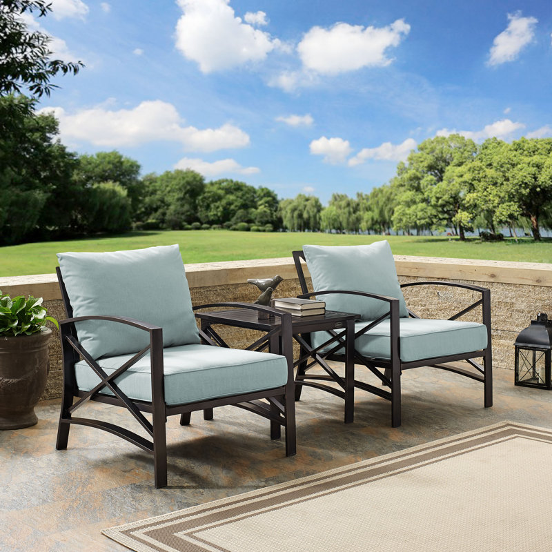 Mosier 2 - Person Patio Conversation Set with Cushions, Oil Rubbed Bronze, Mist