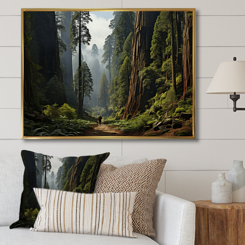 Betim " Sequoia And Kings Of Forest I ", Cadre flottant doré, H 34 po x l 44 po x P 1,5 po