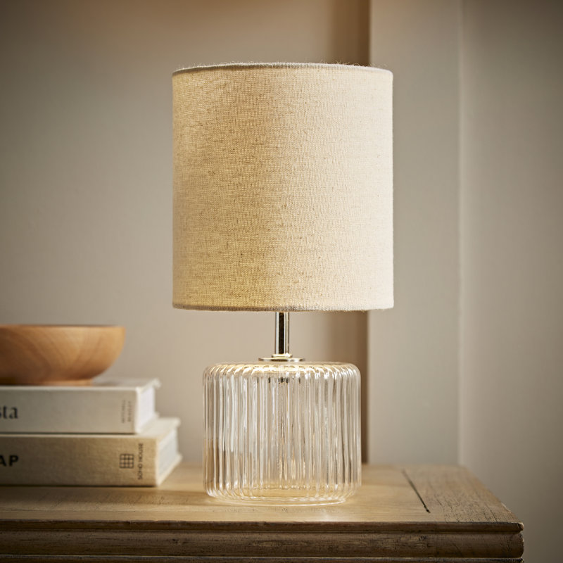Rokiatou Glass Table Lamp, Clear Base/Natural Shade