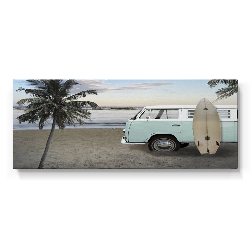 Be Be Beach - Toile tendue avec châssis - Prêt à accrocher, H 12 po x l 30 po