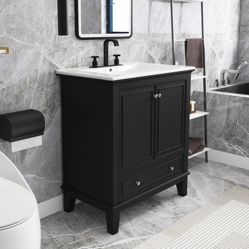 Meuble-lavabo simple 30 po avec plateau en céramique Myesheia