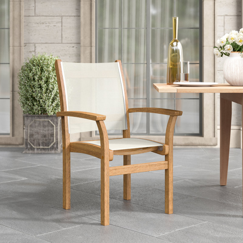 St. Tropez Stacking Teak Patio Dining Chair, Slate