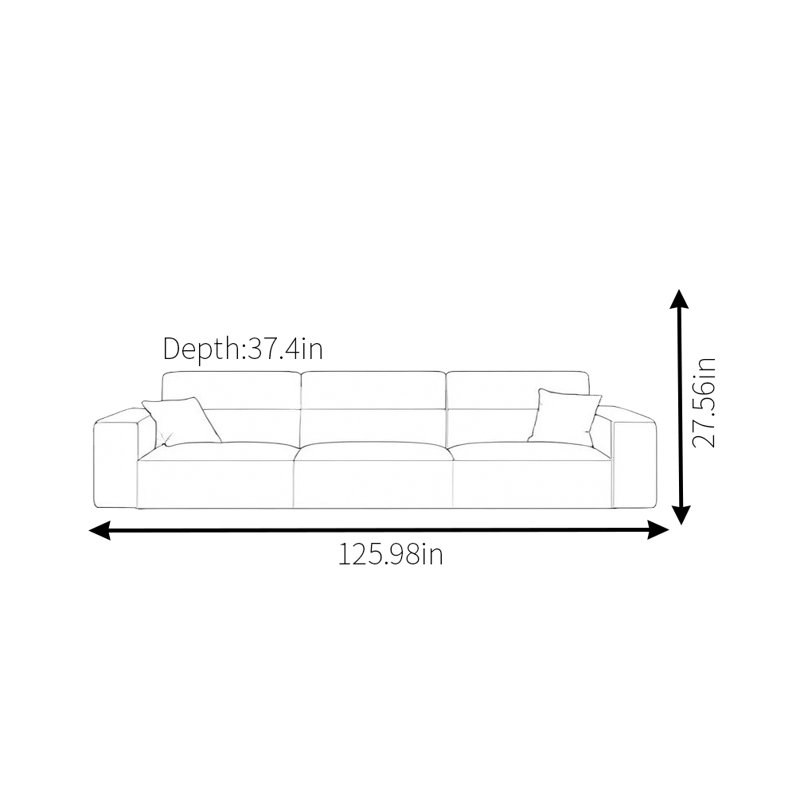 Canapé moderne simple carré, 27.56" H x 125.98" W x 37.4" D, 3
