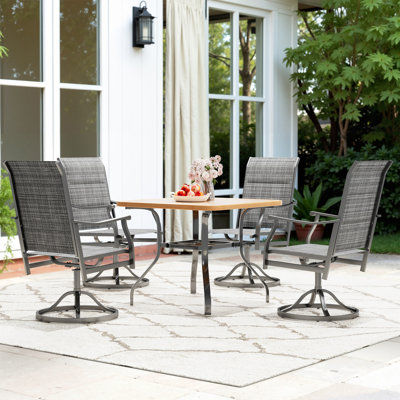 4 Person Swival Chair Patio Dining Set