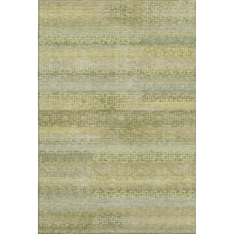 Premium Machine Washable Mayfield Striped Rug, Aloe, 5' x 7'6"
