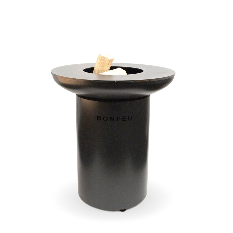 Cylinder Steel Outdoor Fireplace, Black