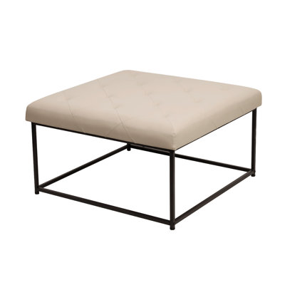Makaiden 30" Square Upholstered Tufted Ottoman with Metal Frame