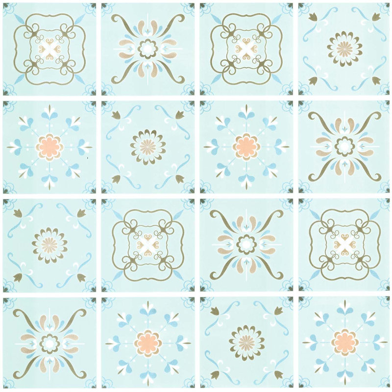 16mil Light Blue Vinyl Sheet Flooring, 23.62 In. X 16.4 Ft., Residential/light Commercial Vinyl Flooring Roll, Blue Flora