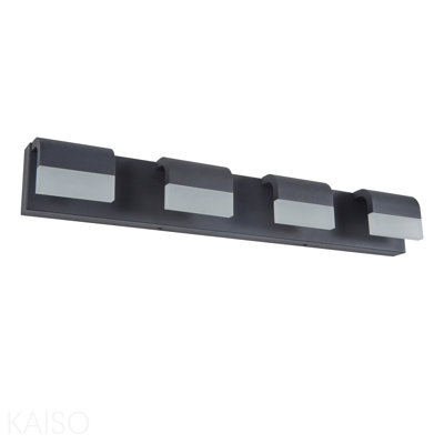 Luminaire de salle de bain 4 lumières en acrylique noir mat pour miroir, douche et décor de salle de bain