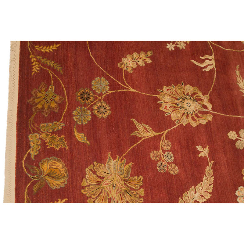 Tapis unique rouille / or noué à la main 8 pi 2 po x 10 pi 2 po