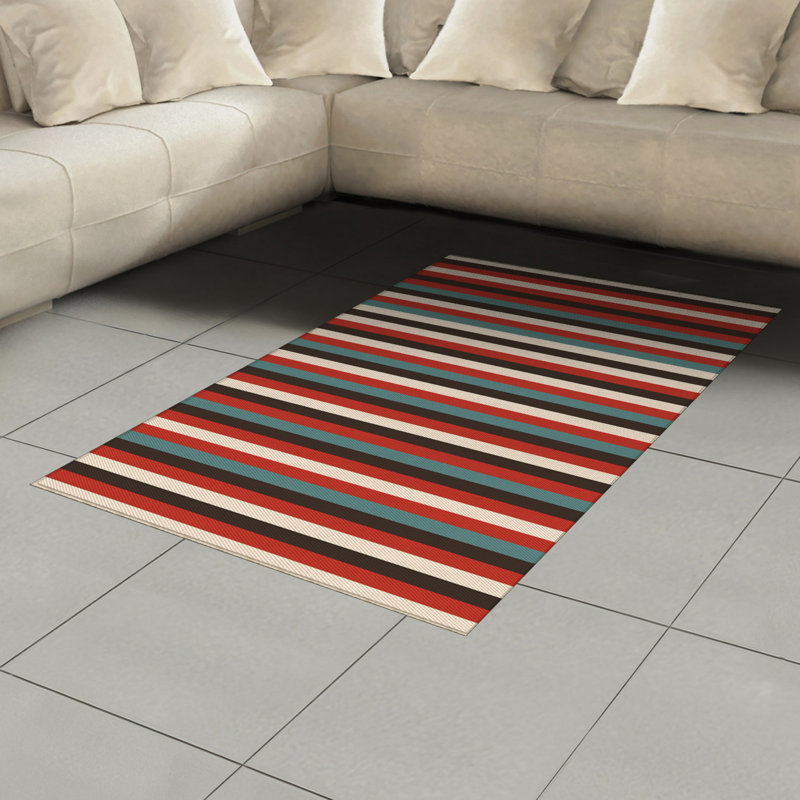 Striped High Density Long Fiber Poly Threads Decorative Area Rug Carpet, Rectangle 4' x 5'8"
