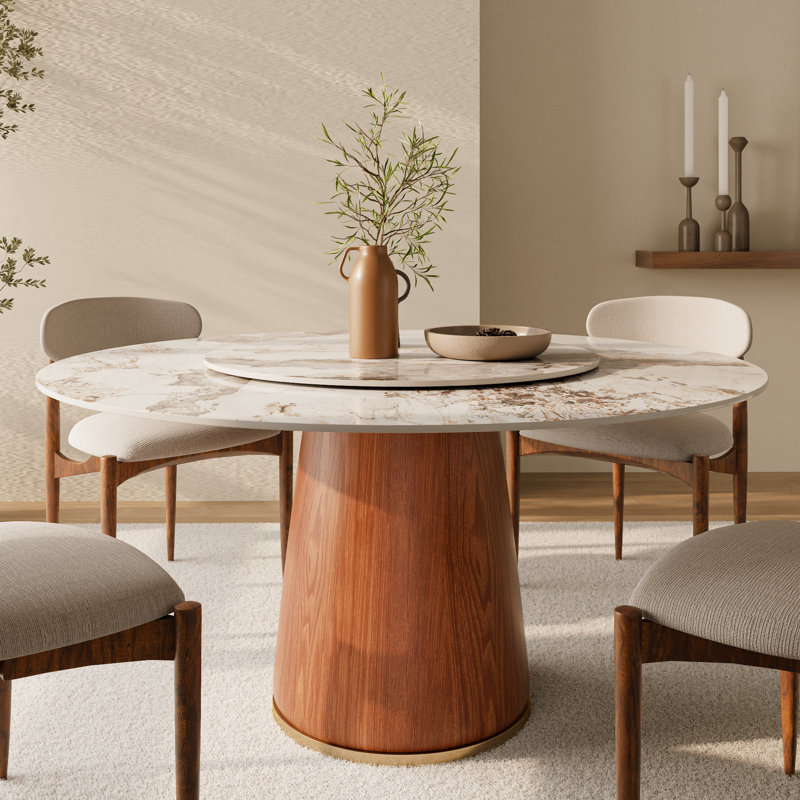 Table de salle à manger Bobrow, H 29,52 po x L 53,15 po x l 53,15 po, Pandora / bois, Brun