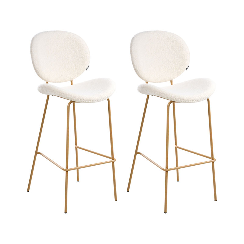 Luana Upholstered Counter Stool with Metal Frame, White