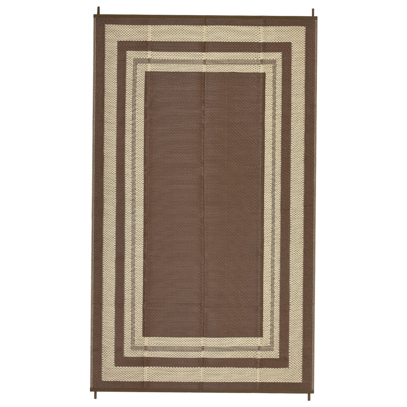 Outdoor Area Rug 8' x 10' Reversible Waterproof Polypropylene Patio Mat with UV Fade Resistance and Corner Loops for Deck, Balcony, Camping or Beach Use