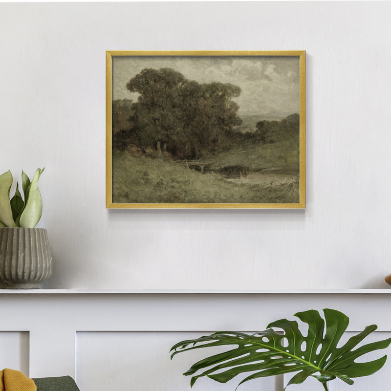 Paysages rétro-DCCXV-reproduction encadrée, H 22 po x l 28 po, Doré
