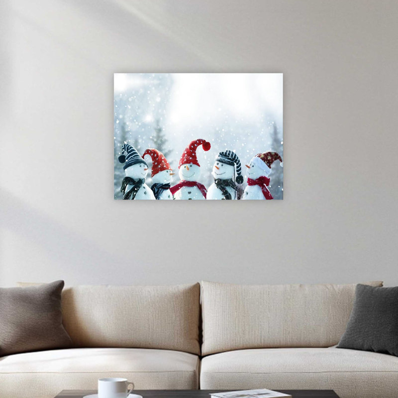 Cinq, chapeau de père Noël, écharpe rouge et blanche sur toile, décor moderne de qualité supérieure, 24 x 32 po