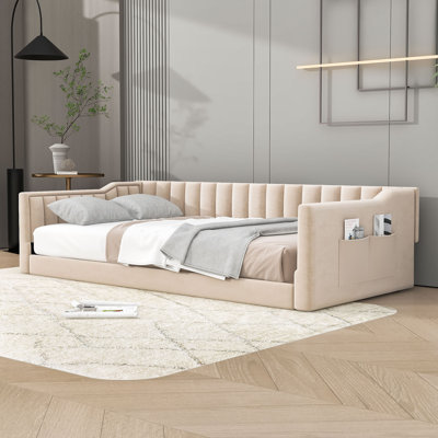 Upholstered Daybed with Side Storage Pockets for Living Rooms and Guest Rooms by Latitude Run