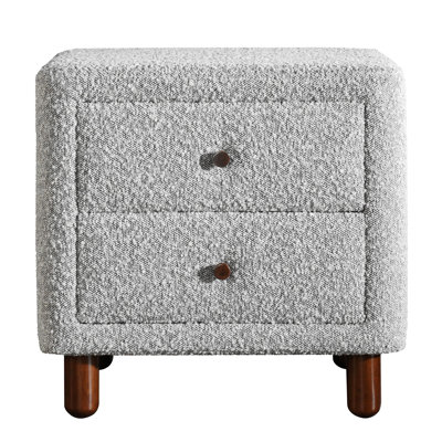 Reetz 2-Drawer Boucle Upholstered Nightstand, Gray