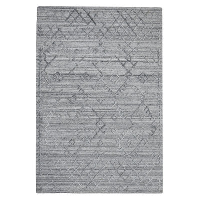 Hand Woven Overtufted Kilim Geometric Polypropylene Silver Rectangle Area Rug