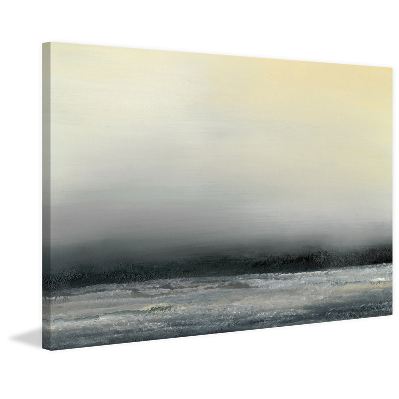 « ocean marée iv », impression sur toile, H 16 po x l 24 po x P 1 po, Papier d'art encadré noir, Blanc