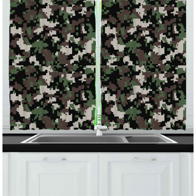 Camouflage Pointed Kitchen Curtain