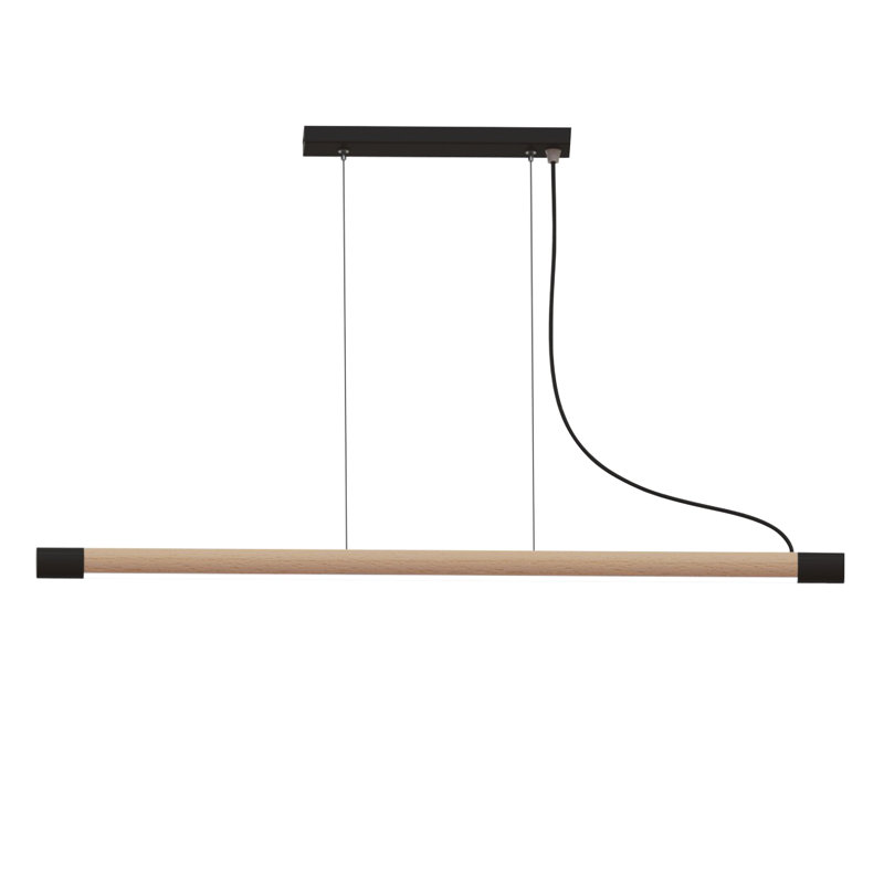 Hamish 1 - Light LED Single Pendant, Wood/Black