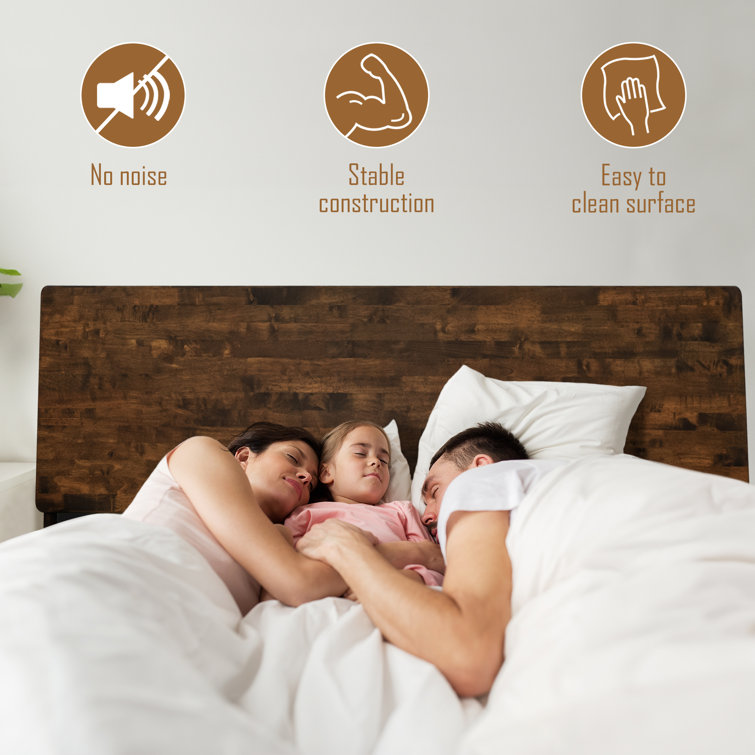 Sererity Solid Wood Bed Frame with Headboard, Scandinavian Signature High Headboard Wood Bed