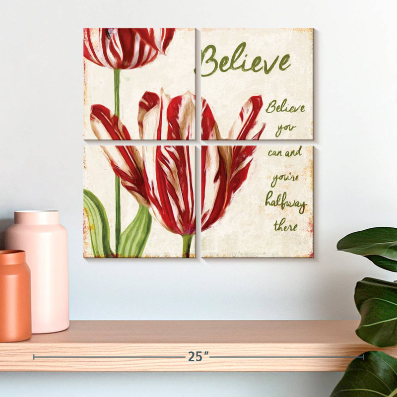 Harnek Floral Believe You Can, H 18 po x l 18 po