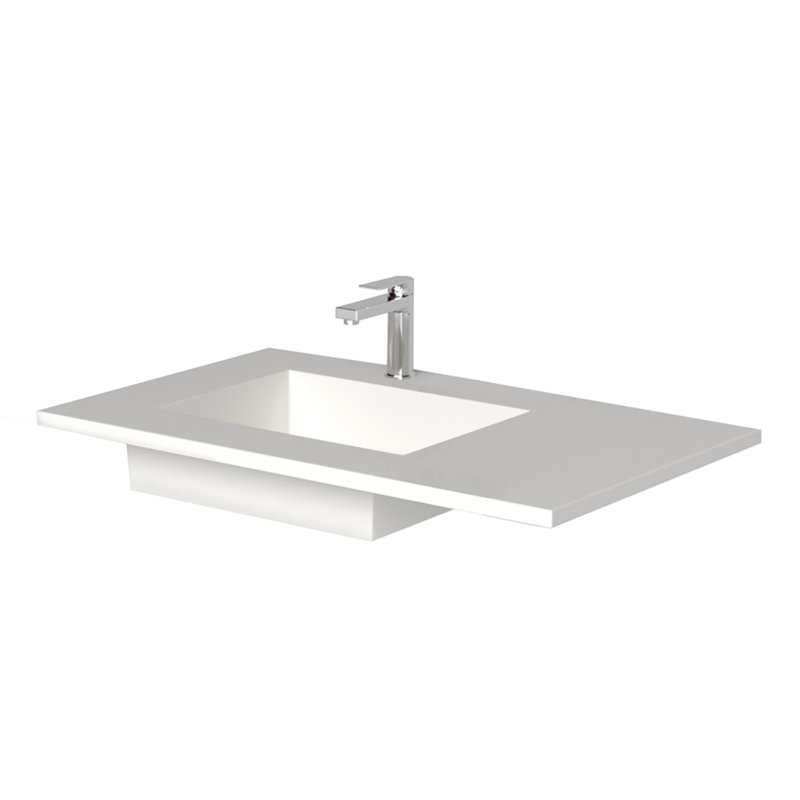 Plateau de meuble-lavabo intégré à surface solide 36 "avec lavabo gauche Serenity - Blanc, Blanc