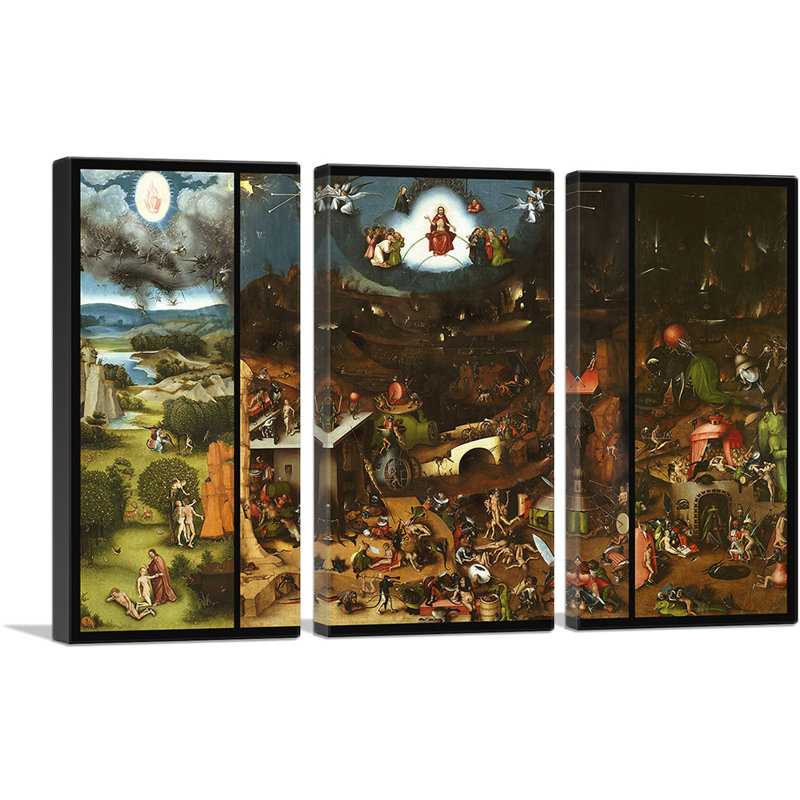 «The Last Judgement 1482» par Hieronyme Bosch - ensemble de 3 reproductions d'art sur toile tendue