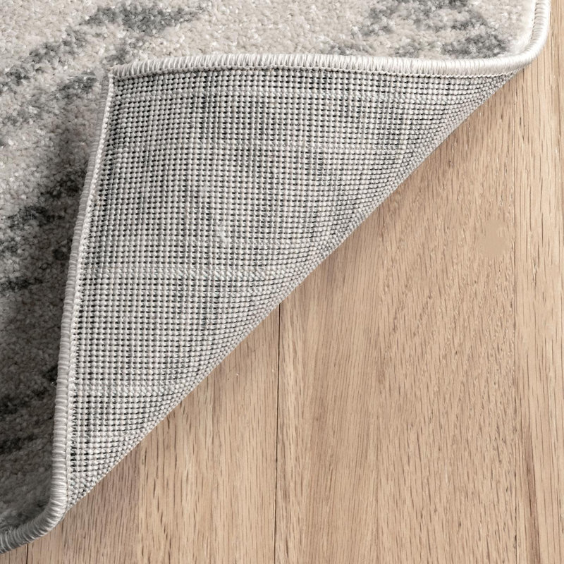 Nyo Transitional Striped Performance Gray Rug, Rectangle 6'7" x 9'