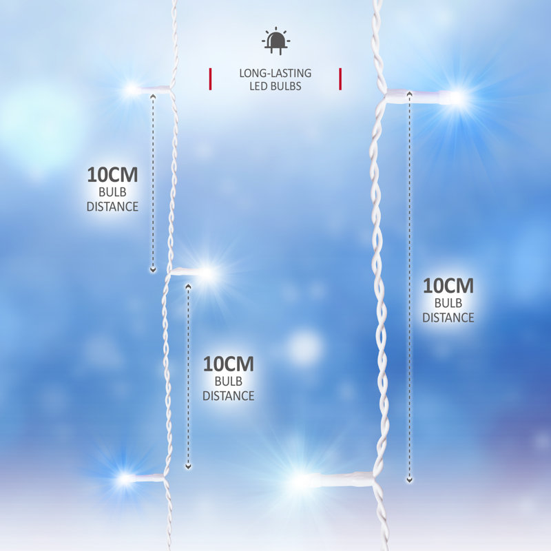 NETTA Icicle Fairy Christmas Lights - 480 LED / 15M Lit-Length, Blue/Cool White