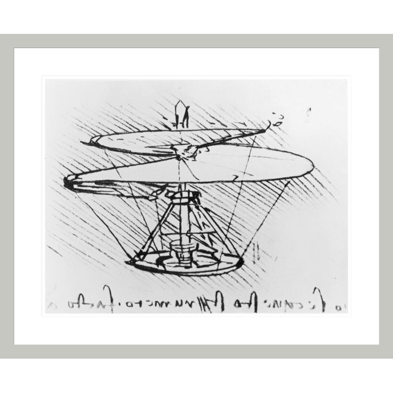 Détail d'une conception pour une machine volante par Leonardo Da Vinci - Impression Giclée encadrée, H 23,5 po x l 28,47 po