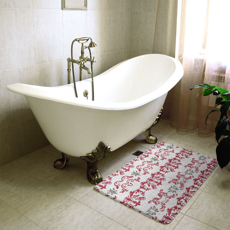 Tapis pour salle de bain Tampa Bay Football Baroque, l 21 po x L 34 po, Rouge / blanc / étain
