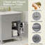 Armoire de salle de bain 60 po en gris avec lavabos doubles en céramique, portes à fermeture douce et tablette en U - meuble-lavabo pratique gris moderne, tablette réglable, fixation à tiroir rabattable-85068541-85068543